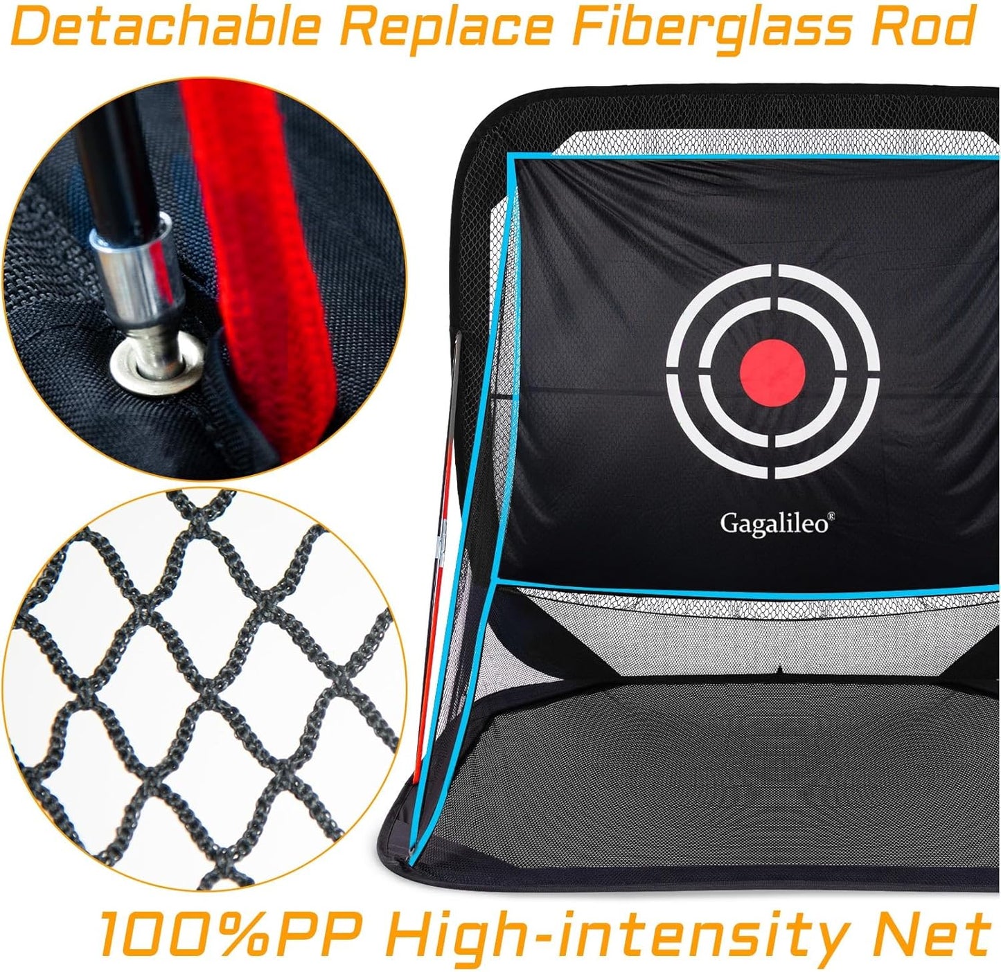 Golf Hitting Practice Nets for Backyard Driving Heavy Duty Men Real Indoor Golf Balls Hitting Pitching Driving Nets for Indoor Outdoor Garage Use Golfing Swing Training Impact Cages with Frame and Net
