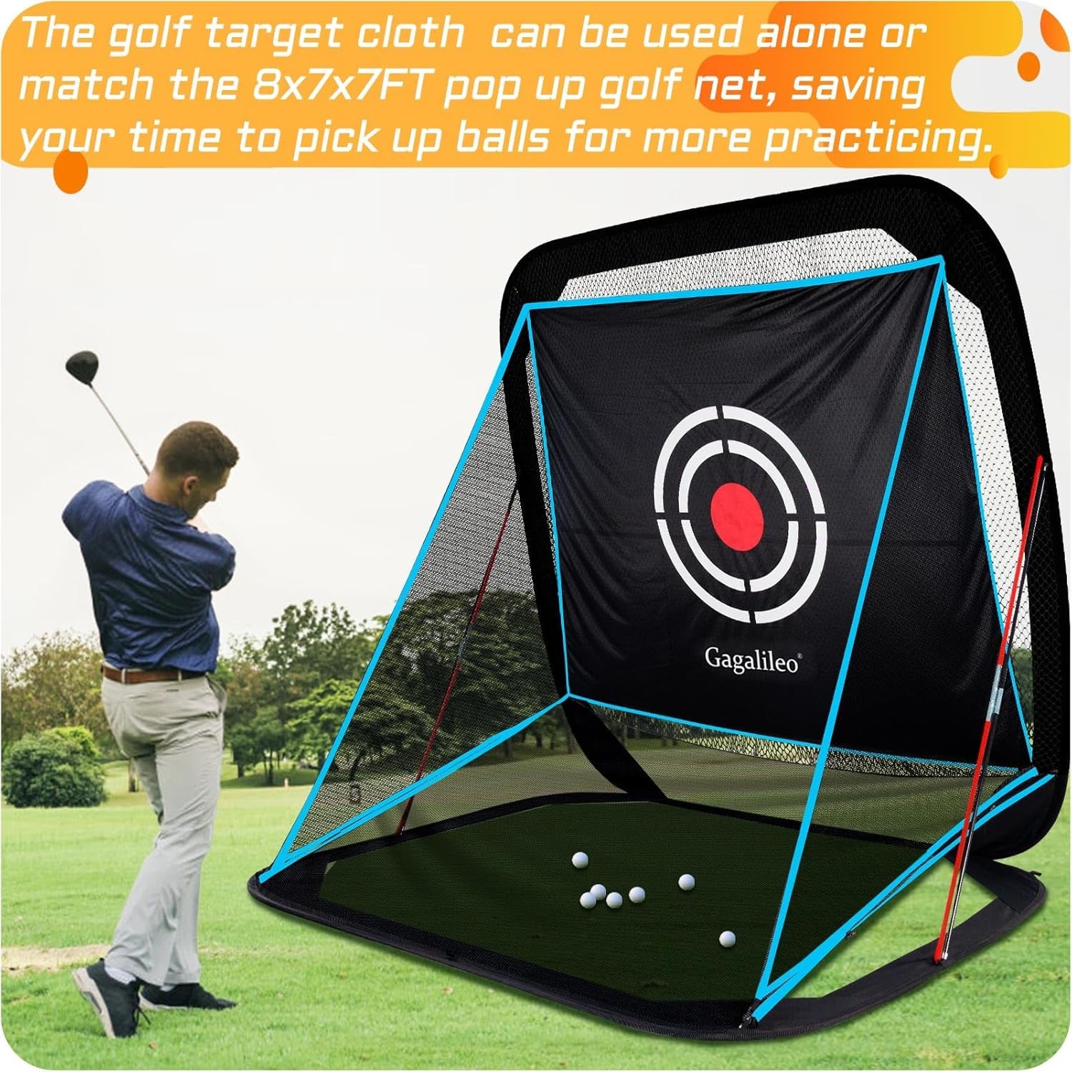 Golf Hitting Practice Nets for Backyard Driving Heavy Duty Men Real Indoor Golf Balls Hitting Pitching Driving Nets for Indoor Outdoor Garage Use Golfing Swing Training Impact Cages with Frame and Net