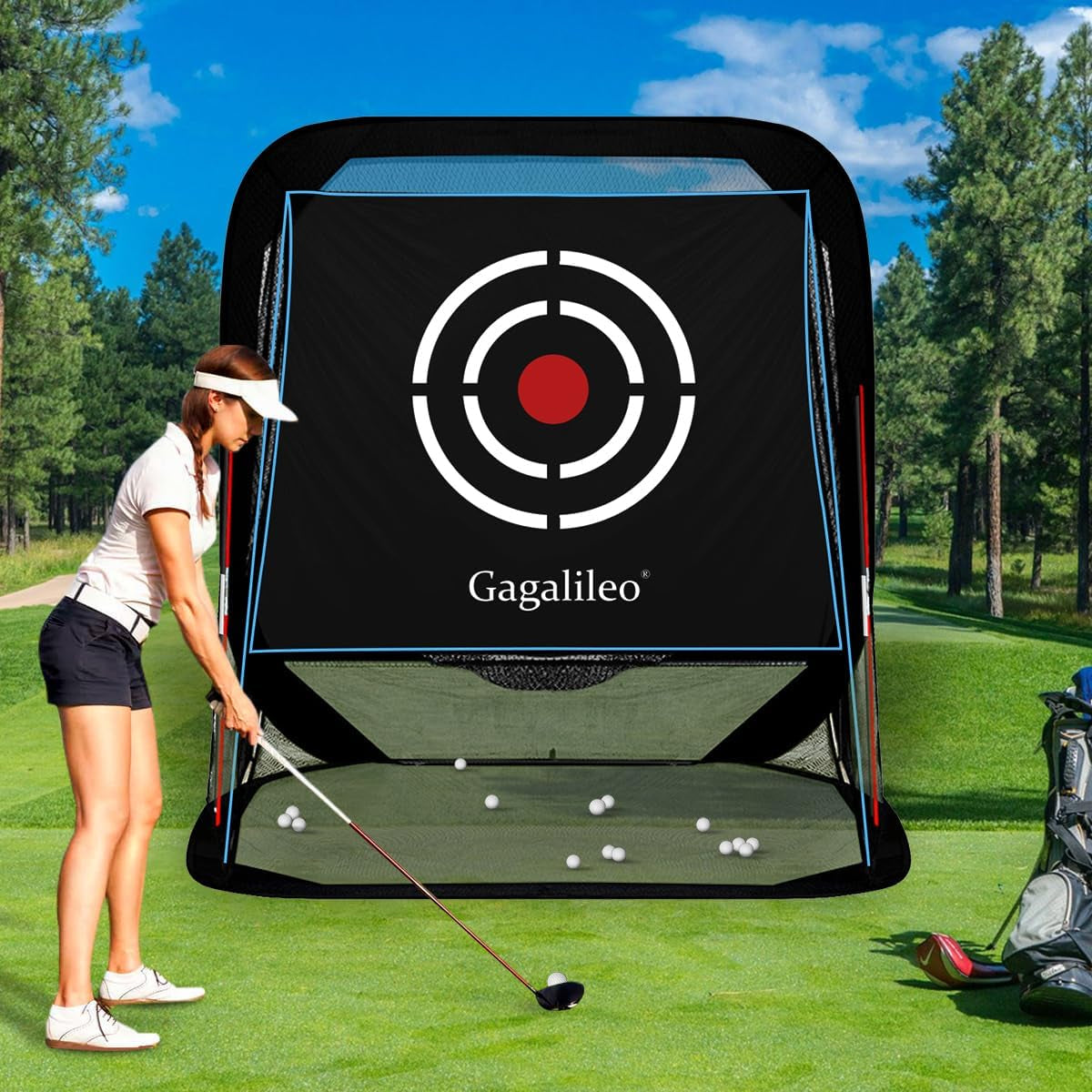 Golf Hitting Practice Nets for Backyard Driving Heavy Duty Men Real Indoor Golf Balls Hitting Pitching Driving Nets for Indoor Outdoor Garage Use Golfing Swing Training Impact Cages with Frame and Net