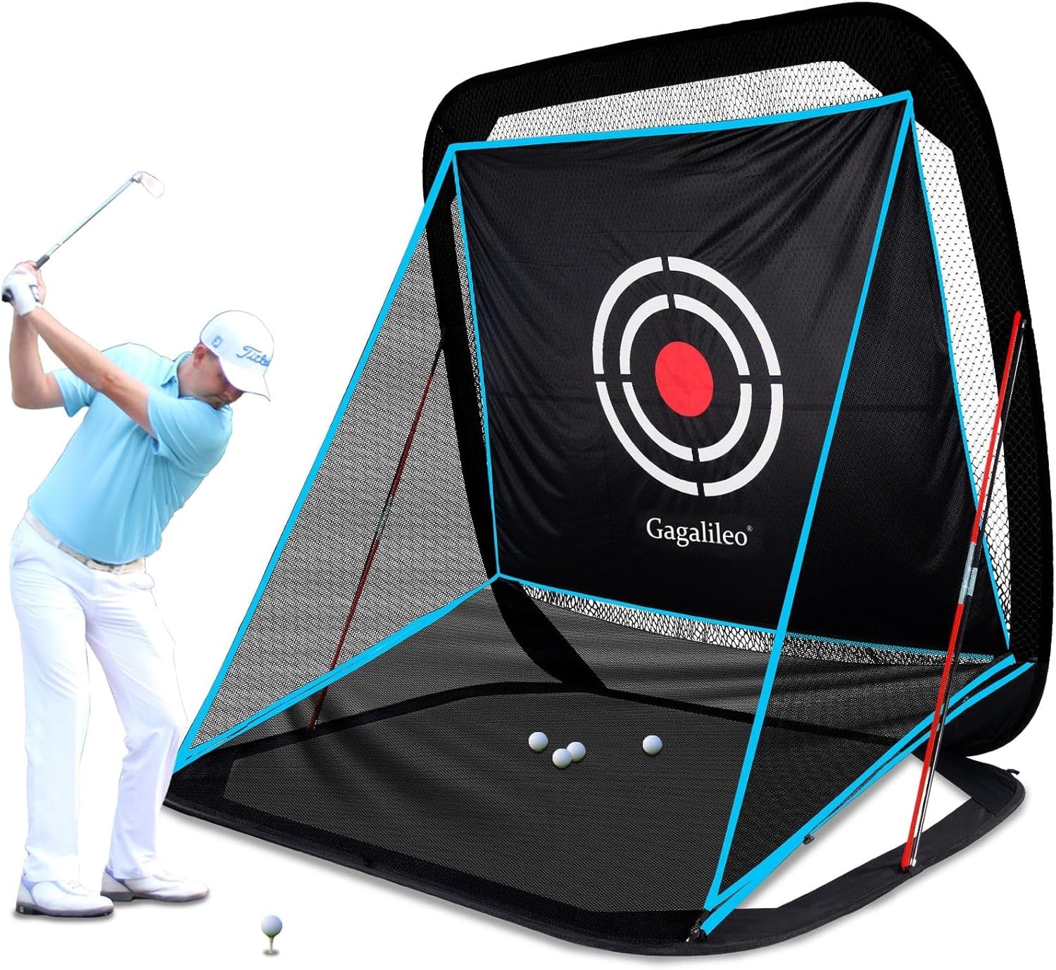 Golf Hitting Practice Nets for Backyard Driving Heavy Duty Men Real Indoor Golf Balls Hitting Pitching Driving Nets for Indoor Outdoor Garage Use Golfing Swing Training Impact Cages with Frame and Net