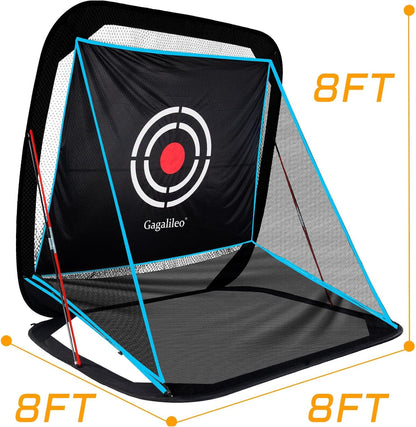 Golf Hitting Practice Nets for Backyard Driving Heavy Duty Men Real Indoor Golf Balls Hitting Pitching Driving Nets for Indoor Outdoor Garage Use Golfing Swing Training Impact Cages with Frame and Net