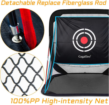 Golf Hitting Practice Nets for Backyard Driving Heavy Duty Men Real Indoor Golf Balls Hitting Pitching Driving Nets for Indoor Outdoor Garage Use Golfing Swing Training Impact Cages with Frame and Net