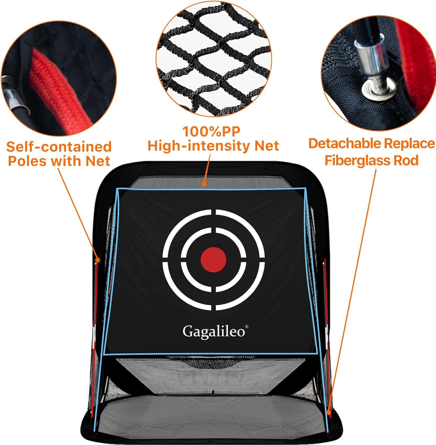 Golf Hitting Practice Nets for Backyard Driving Heavy Duty Men Real Indoor Golf Balls Hitting Pitching Driving Nets for Indoor Outdoor Garage Use Golfing Swing Training Impact Cages with Frame and Net